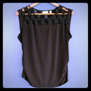 Black Knit Jersey Top with Lace